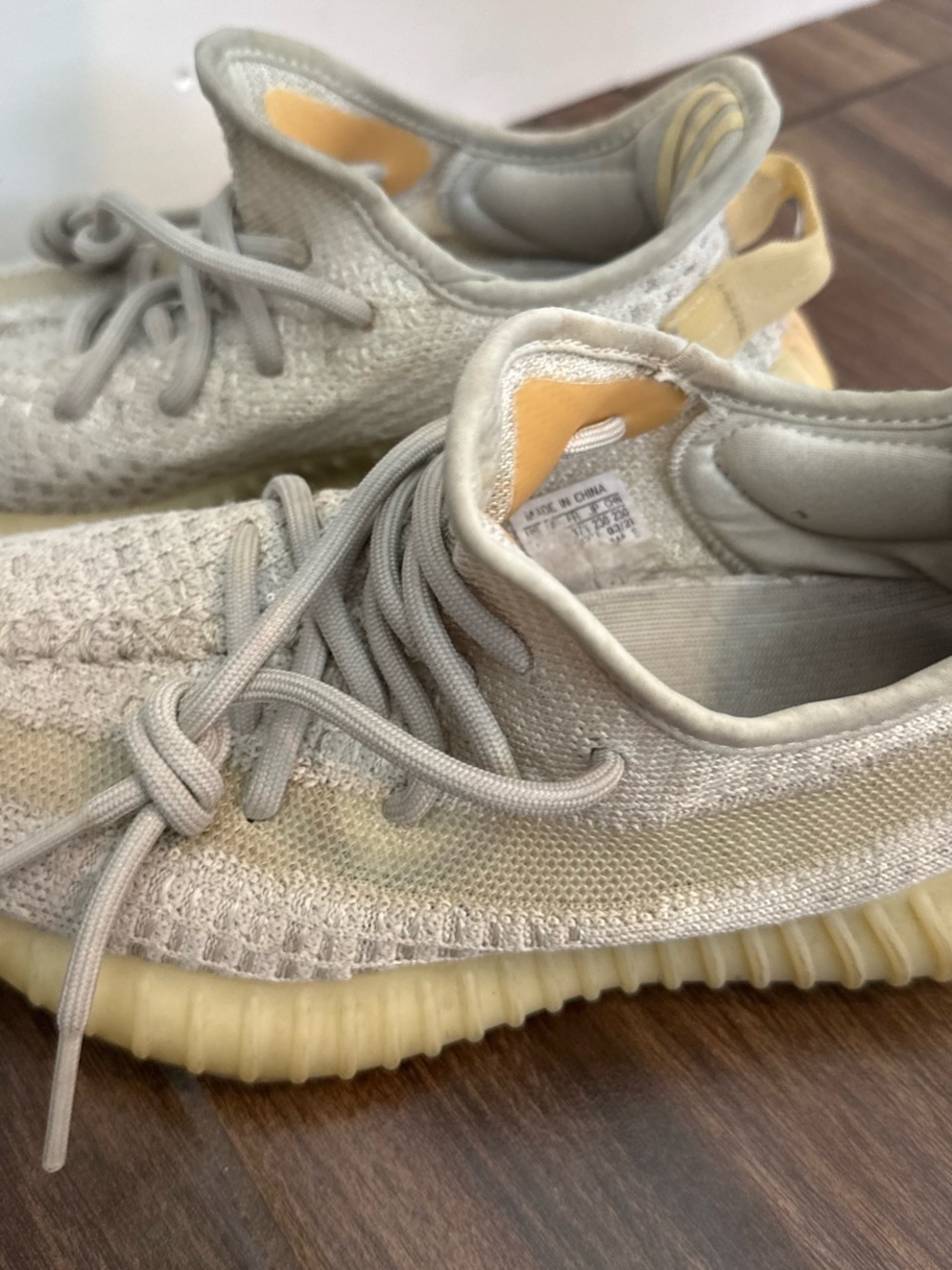 Yeezy Boost Kids Athletic Sneakers in Neutral Beige with Cream Accents